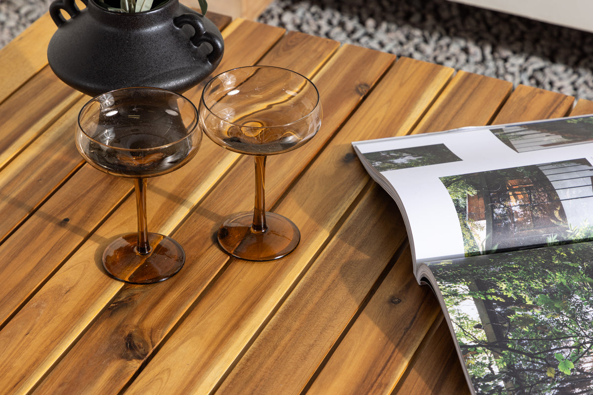 Tuin salontafel Berit - met tafelblad van acaciahout in natuurlijke look