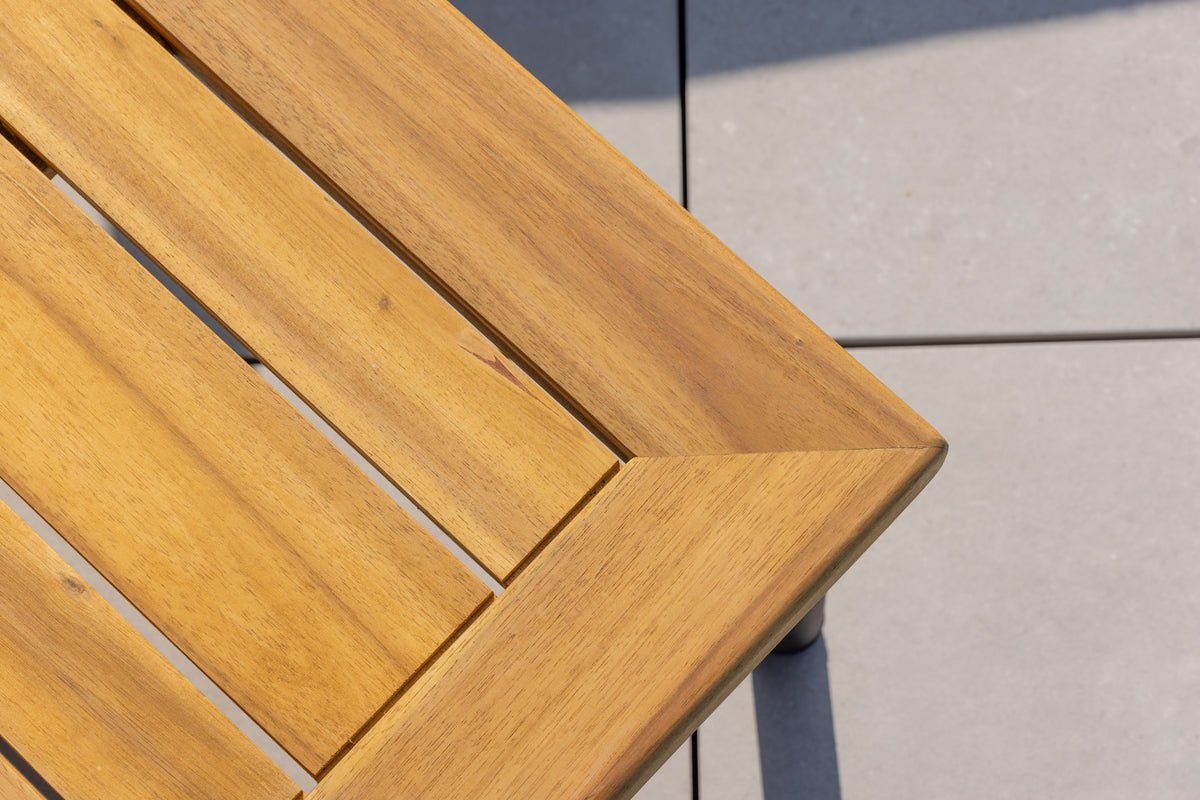 Tuin Loungeset Malina – met houten details, gevlochten touw & grijze kussens