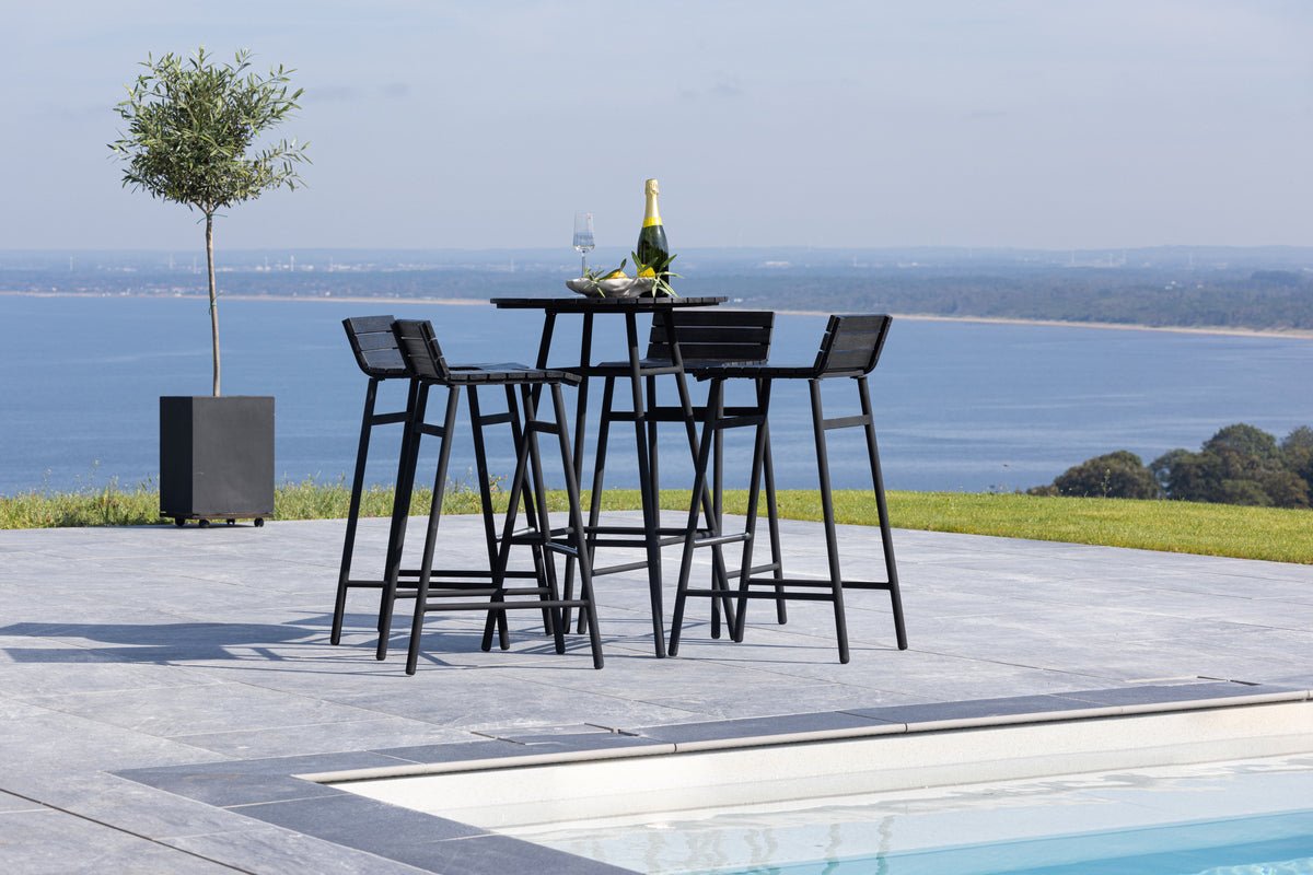 Tuin Loungeset Cavina – 5-delige set van acaciahout in Zwart