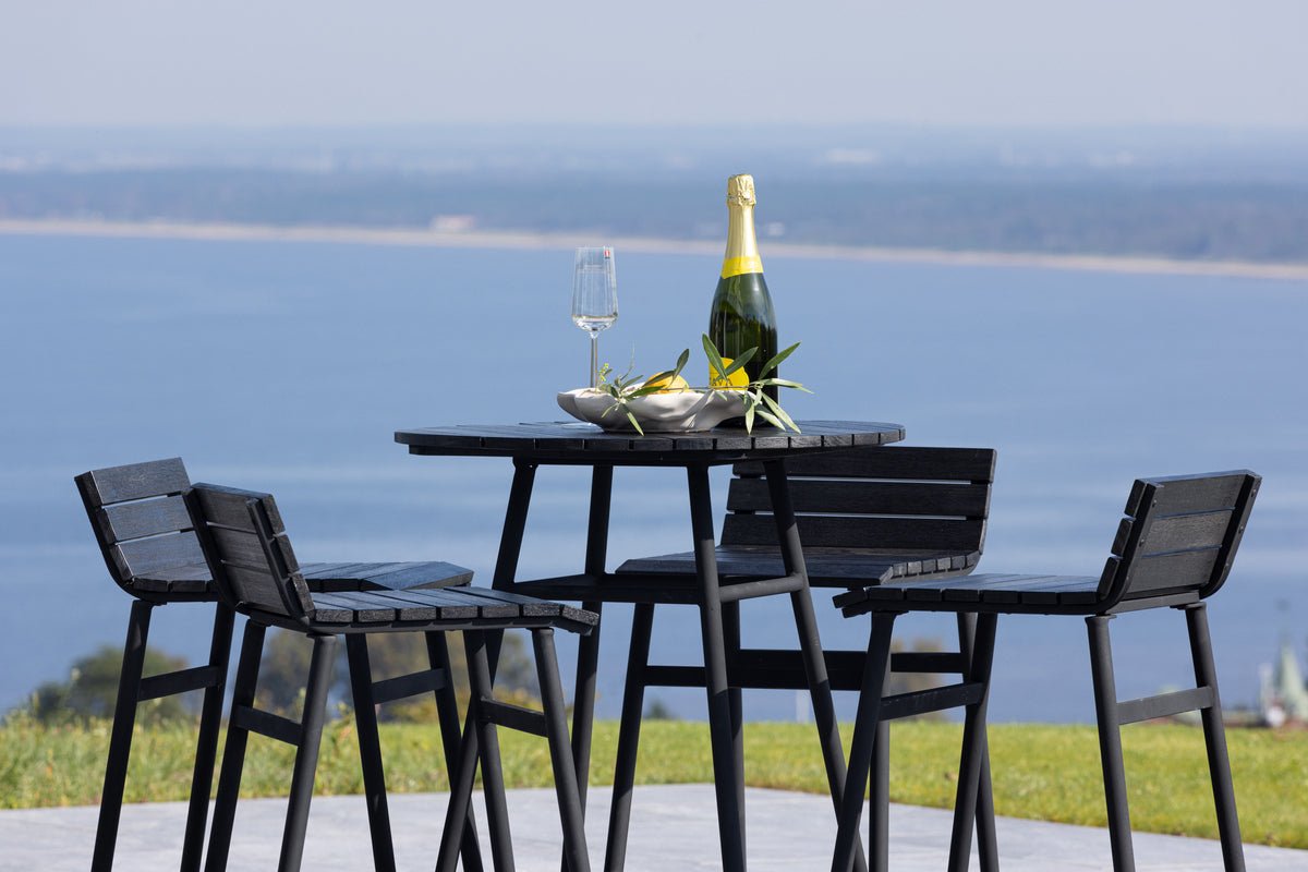 Tuin Loungeset Cavina – 5-delige set van acaciahout in Zwart