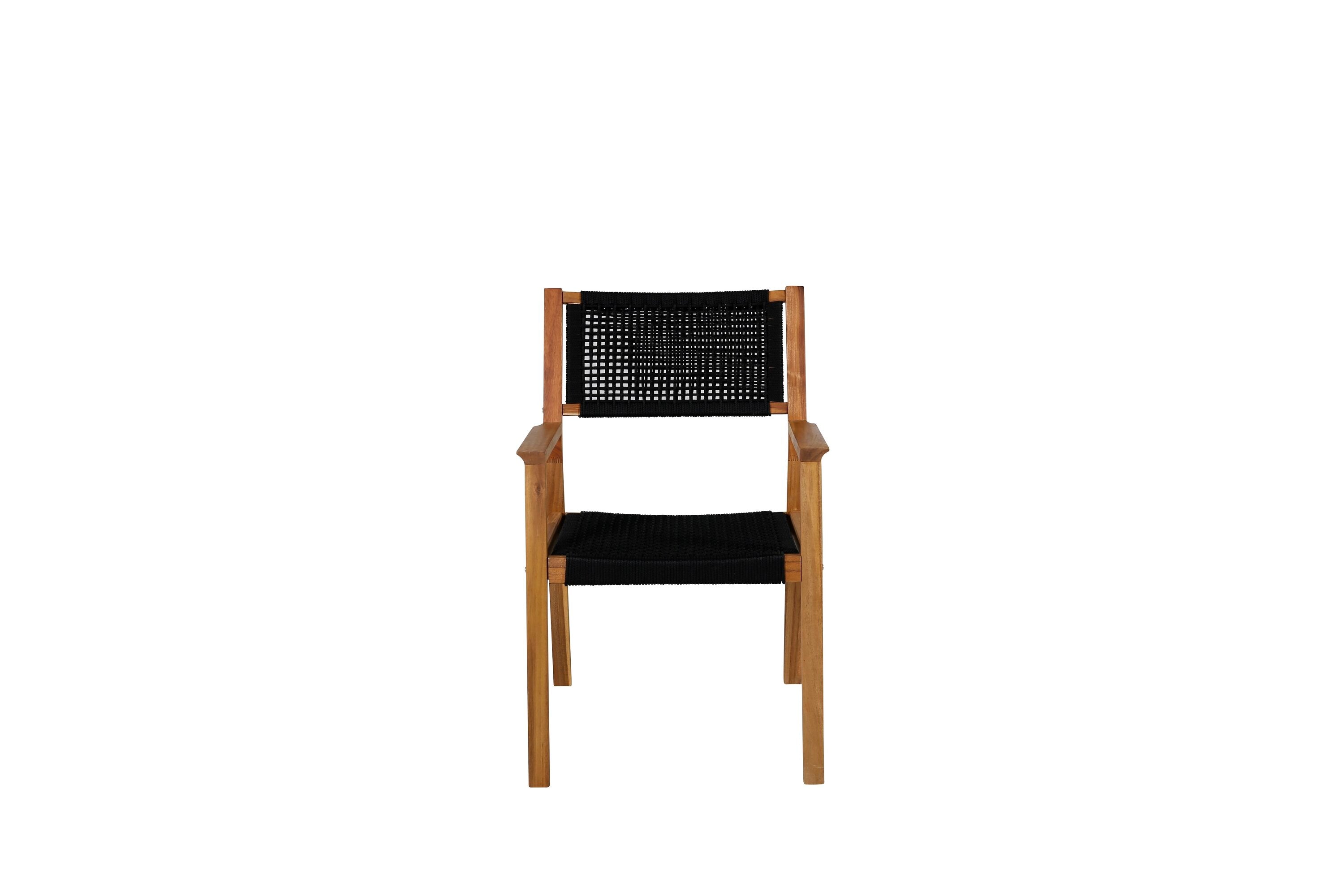2-delige set tuinstoelen Mana - van acaciahout met zwarte zitting en rugleuning