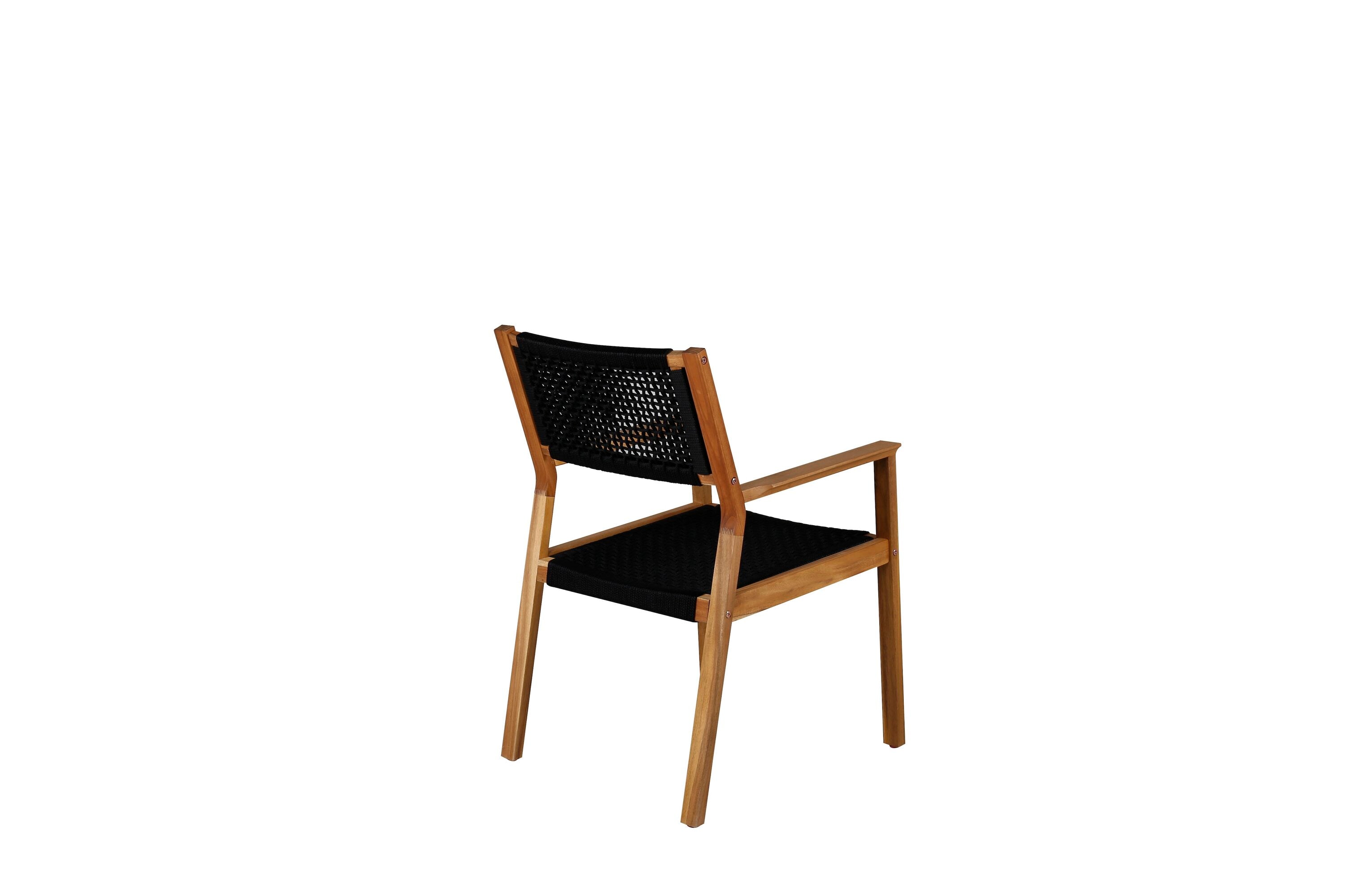 2-delige set tuinstoelen Mana - van acaciahout met zwarte zitting en rugleuning