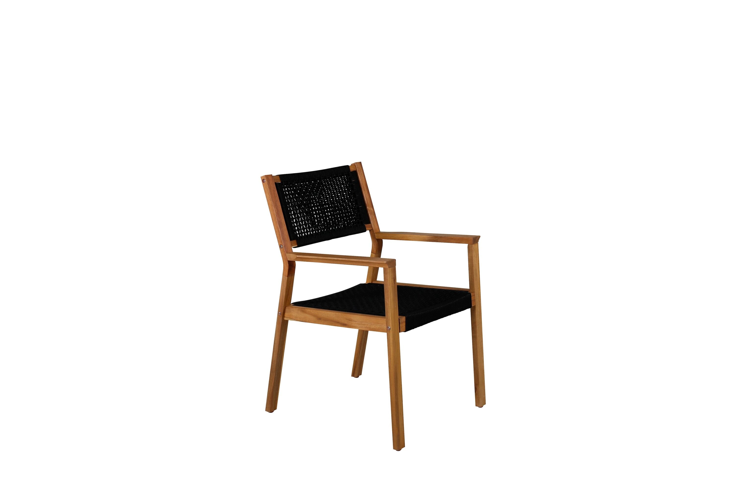 2-delige set tuinstoelen Mana - van acaciahout met zwarte zitting en rugleuning
