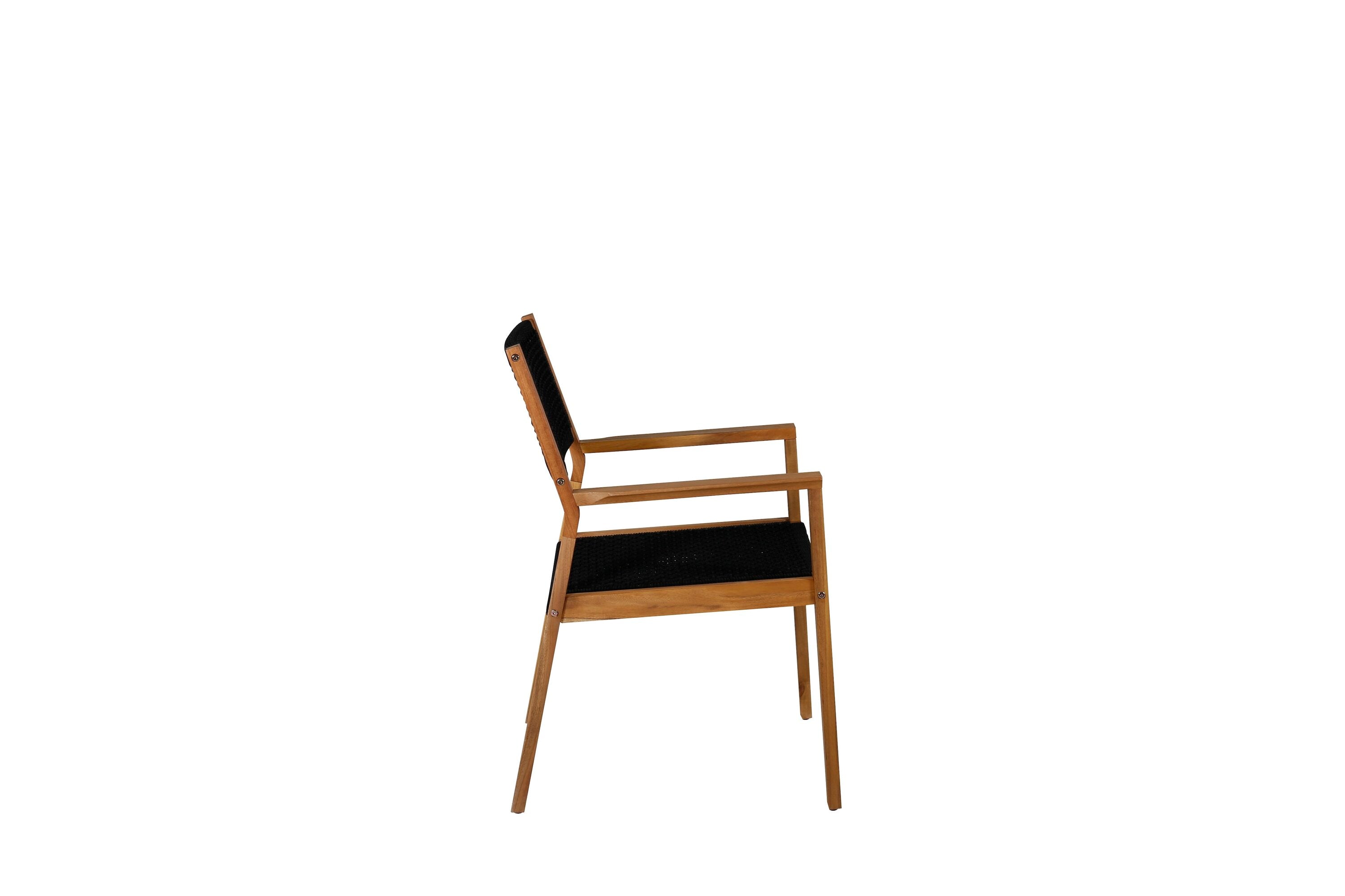 2-delige set tuinstoelen Mana - van acaciahout met zwarte zitting en rugleuning