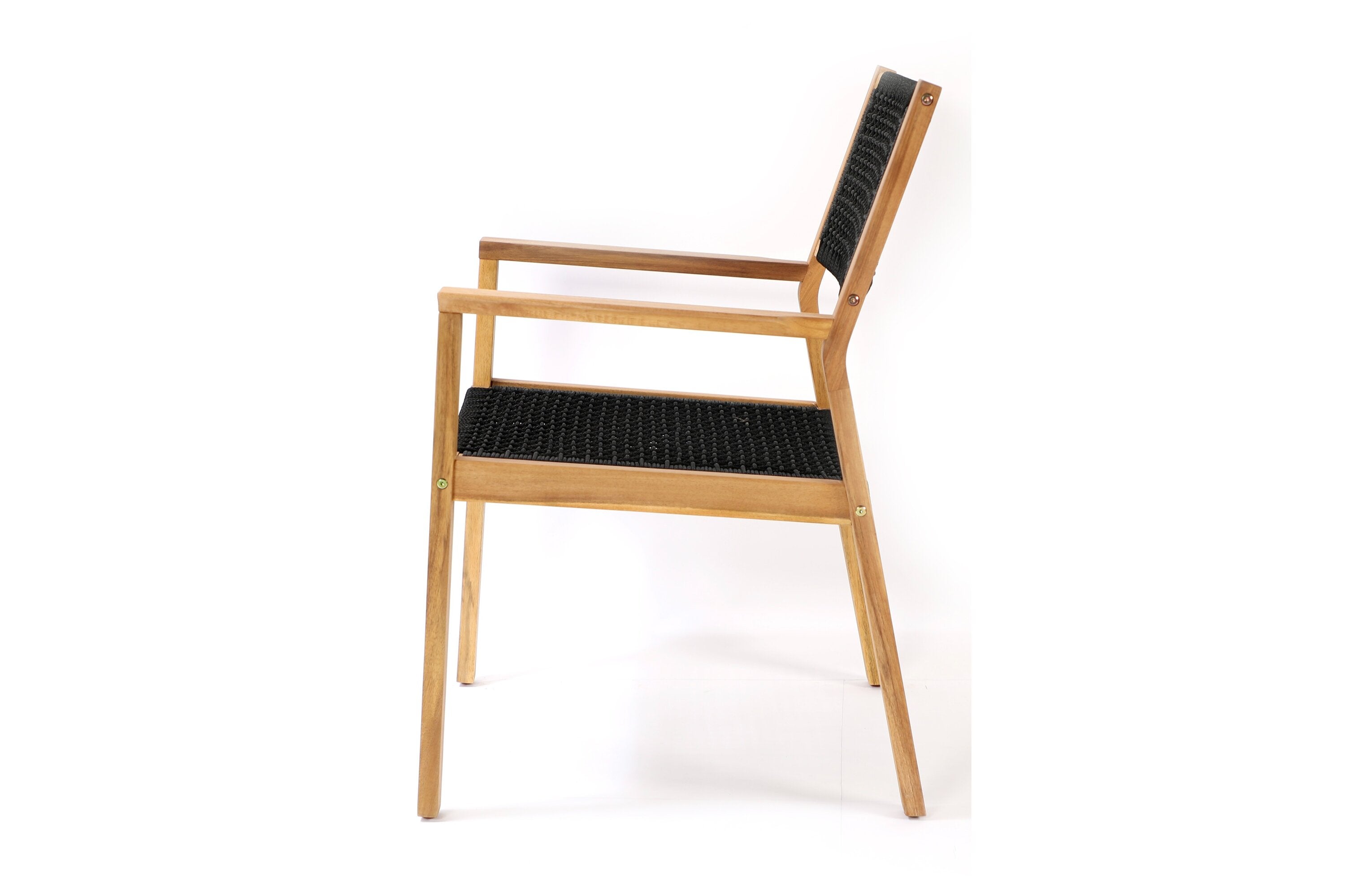 2-delige set tuinstoelen Mana - van acaciahout met zwarte zitting en rugleuning