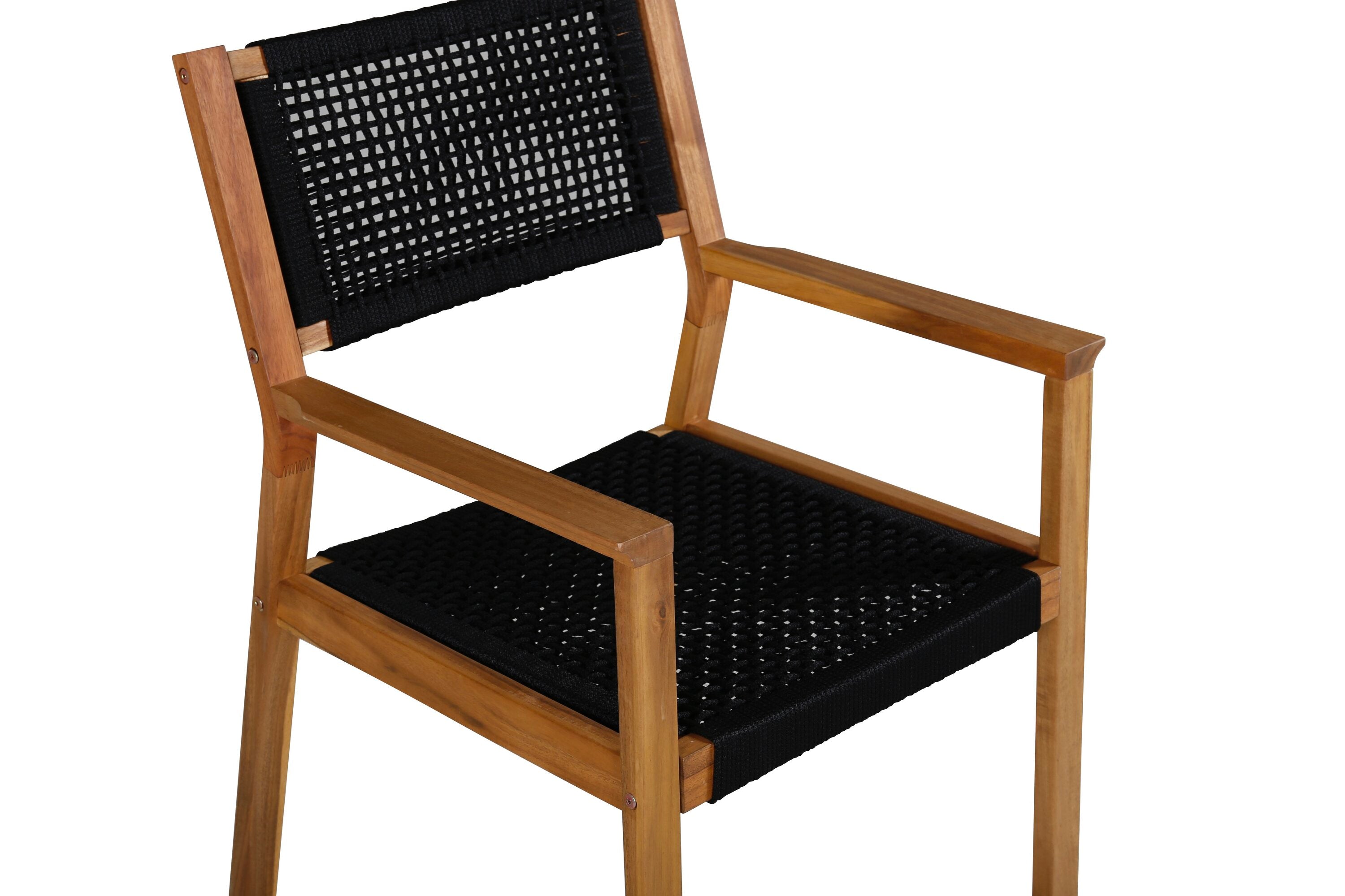 2-delige set tuinstoelen Mana - van acaciahout met zwarte zitting en rugleuning
