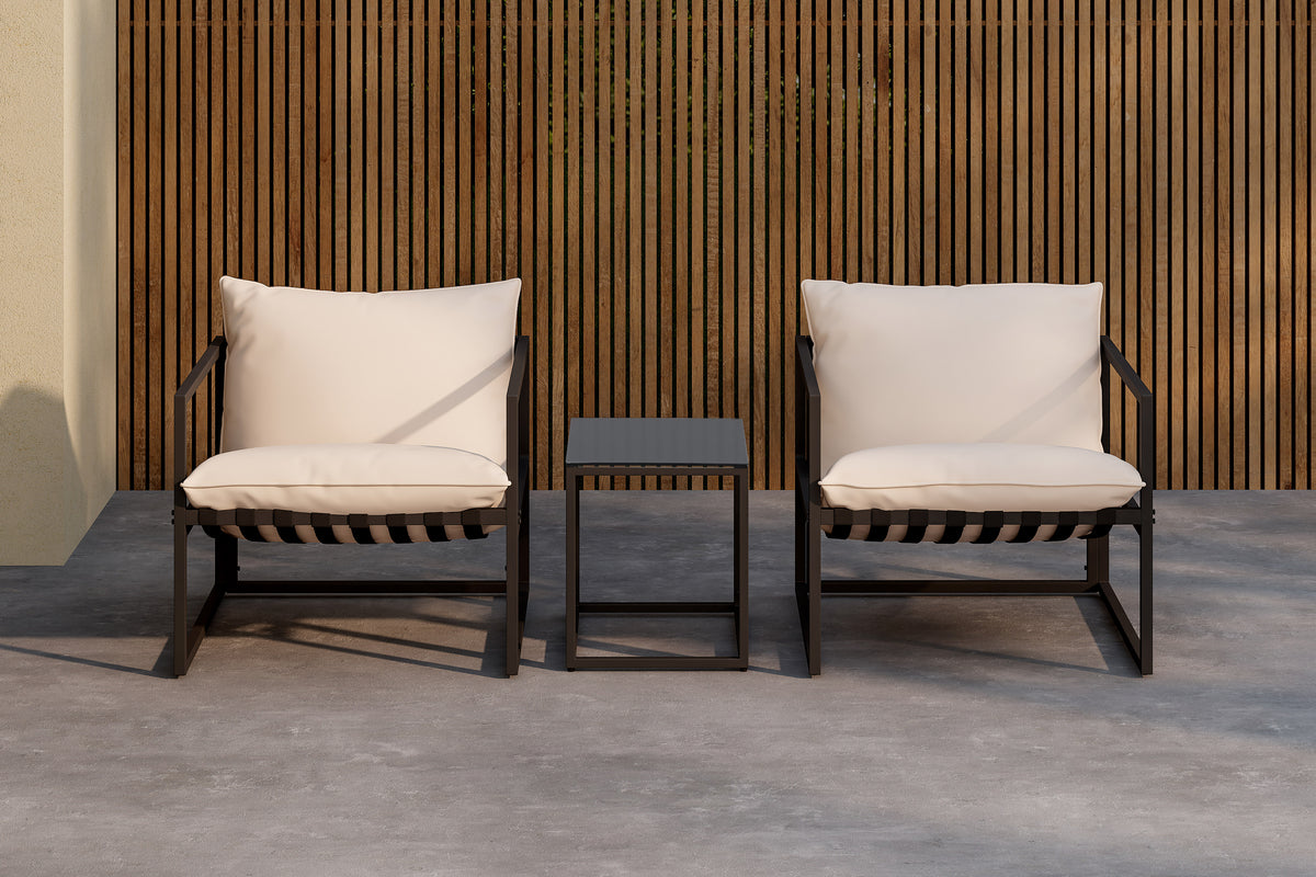 Tuin Loungeset Naomi – met glazen tafel & weerbestendige kussens