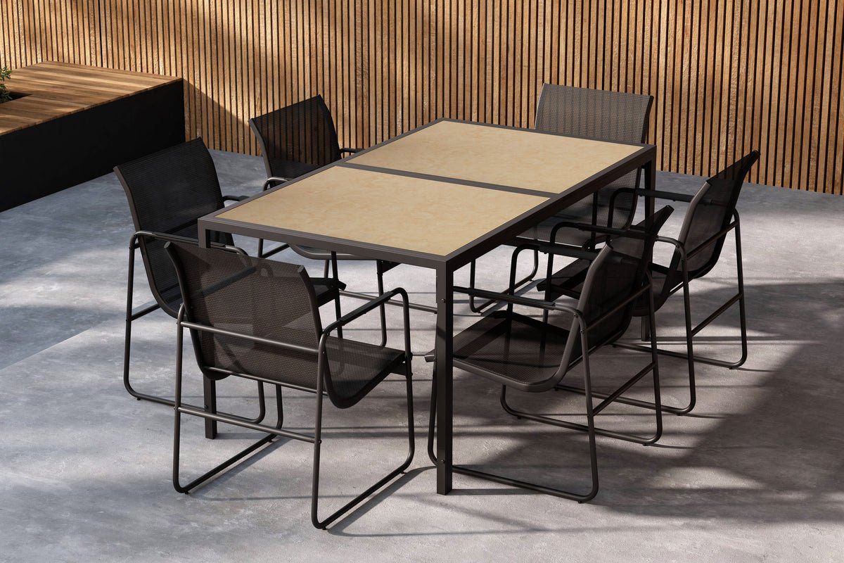 Tuin Eetgroep Alento – 7-delige tuinmeubelset van staal en polystone