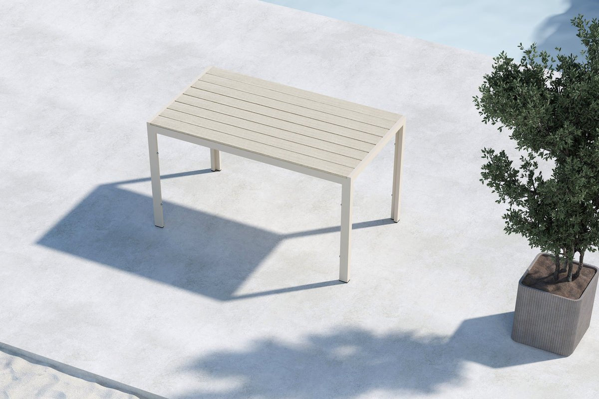 Tuin eettafel Siena - 140x80 cm van aluminium en polywood in Beige of Zwart