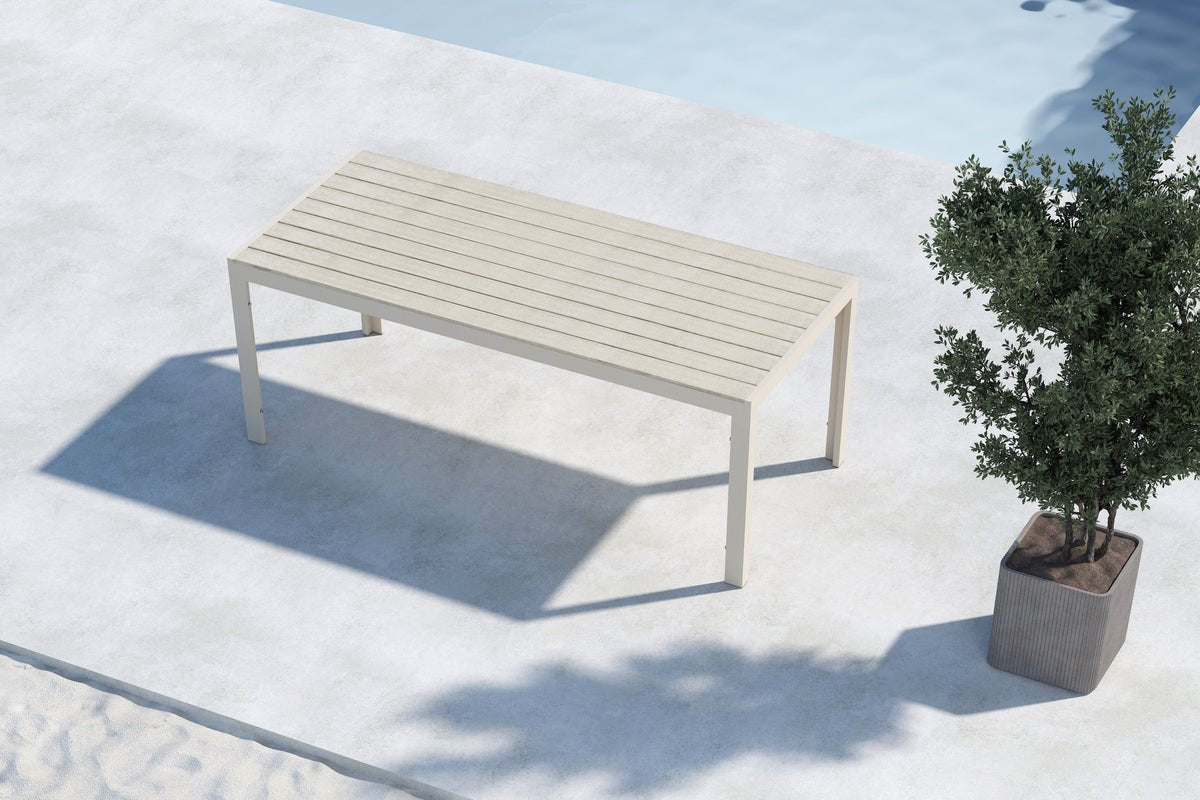 Tuin eettafel Amalfi - 205x90 cm van aluminium en polywood in Beige of Zwart