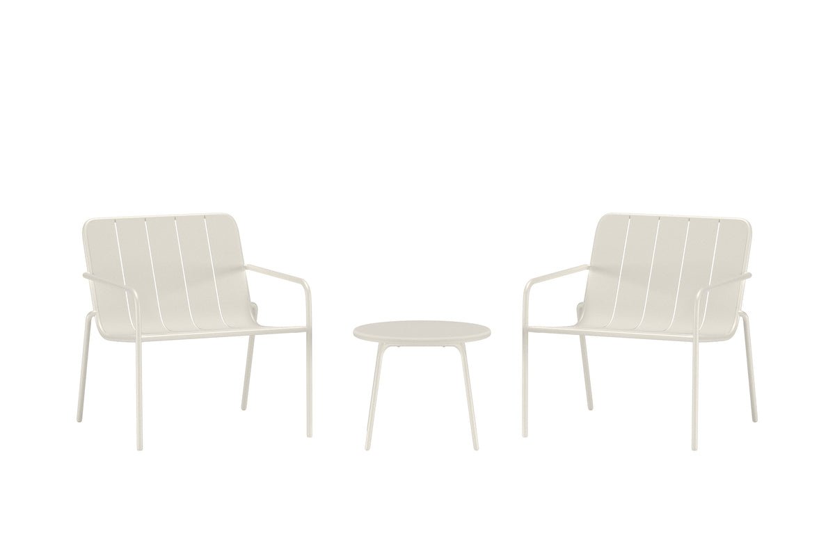 Tuin Loungeset Iverna – 3-delige set met ronde tafel en stoelen van staal