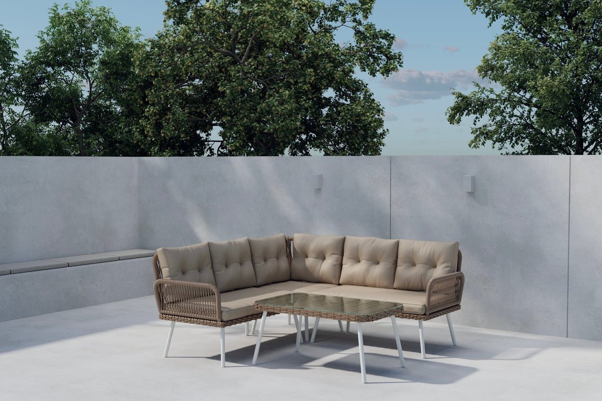 Tuin Loungeset Aiko – 2-delige set met tafel van synthetisch riet
