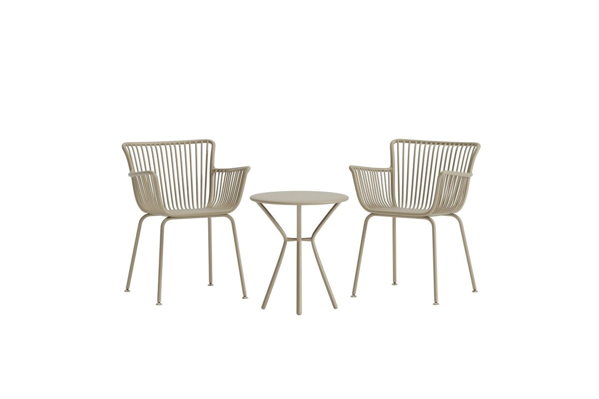 Tuinloungezetel Aida – 2-delig set in Beige met ronde tafel en stoelen