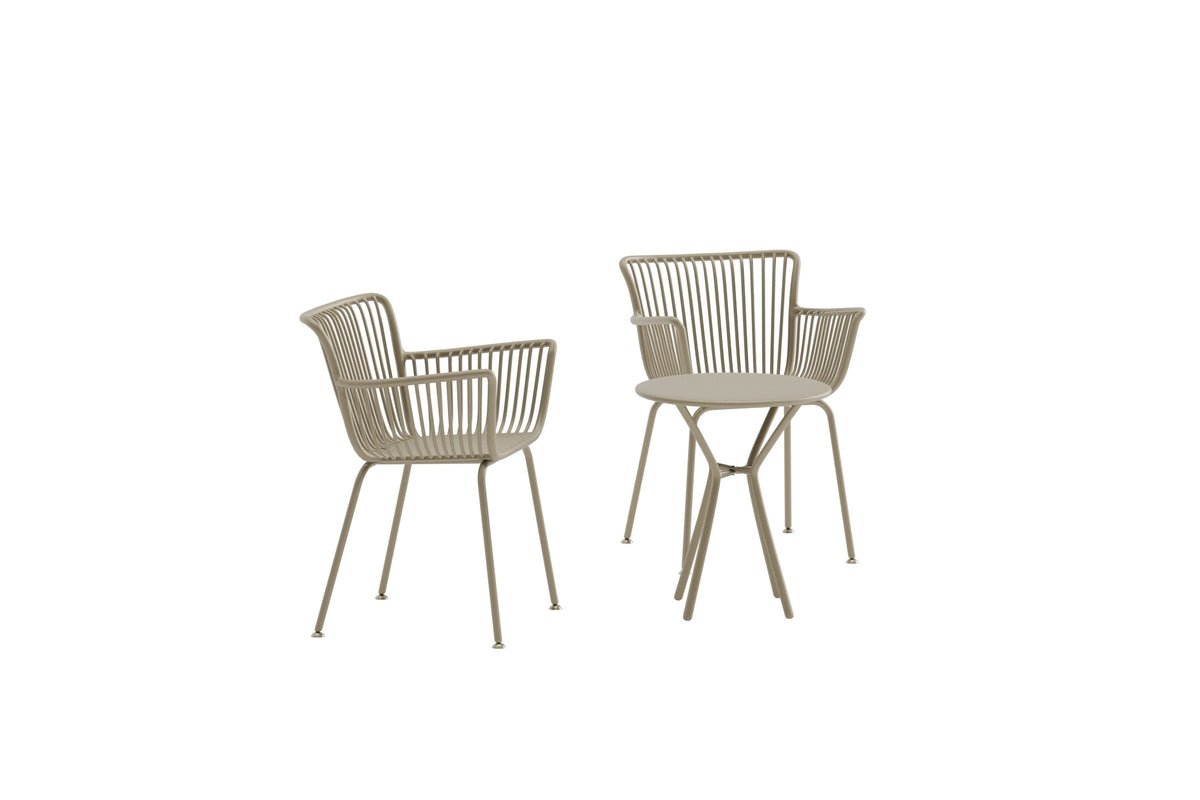Tuinloungezetel Aida – 2-delig set in Beige met ronde tafel en stoelen