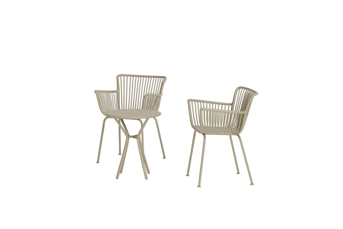 Tuinloungezetel Aida – 2-delig set in Beige met ronde tafel en stoelen