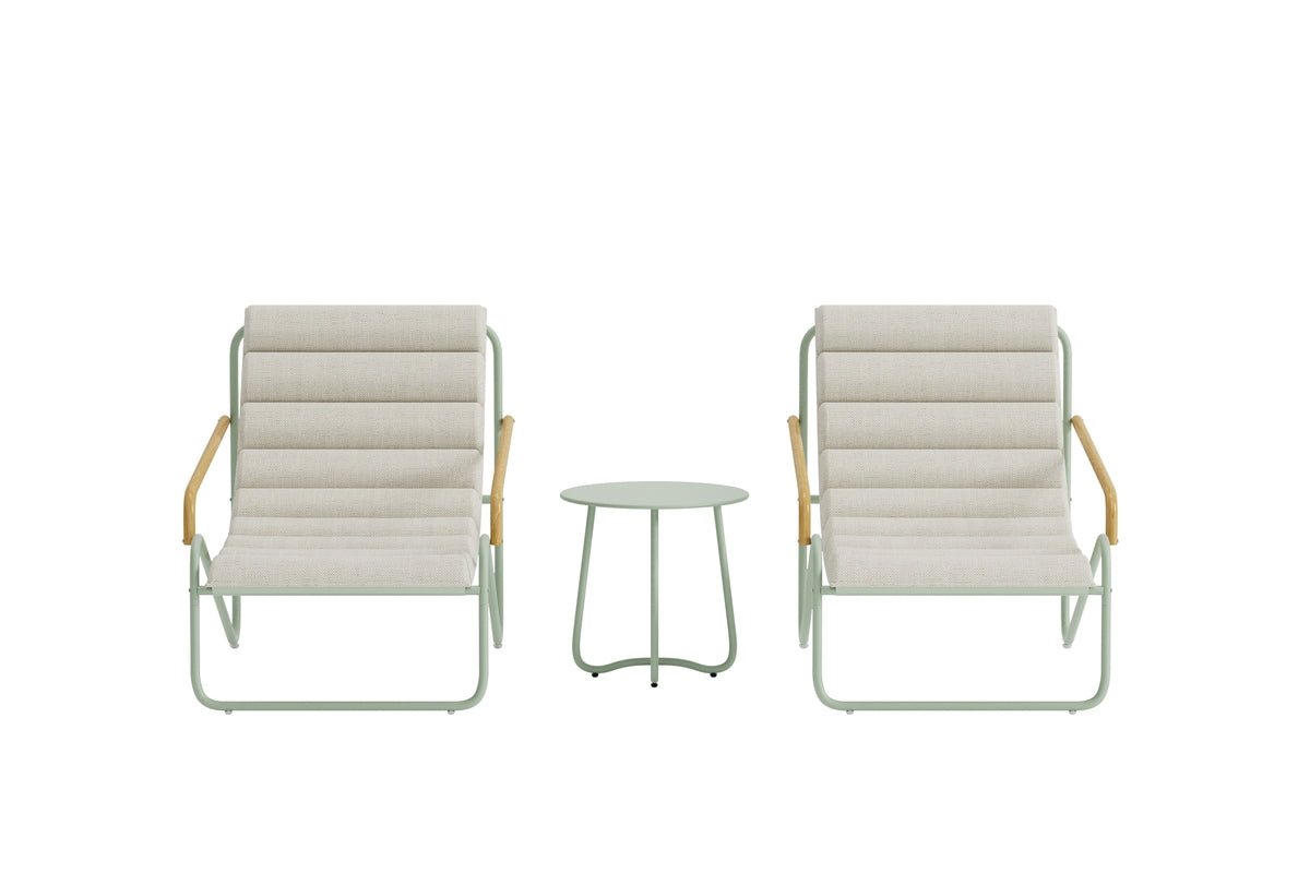 Tuin Loungeset Levara – 3-delige set met ronde tafel en stoelen van staal