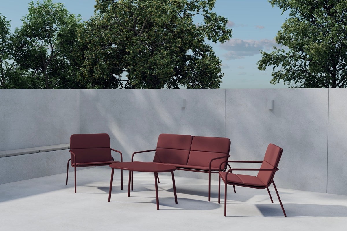 Tuin Loungeset Abil – 4-delig in Rood met bank, fauteuils & tafel