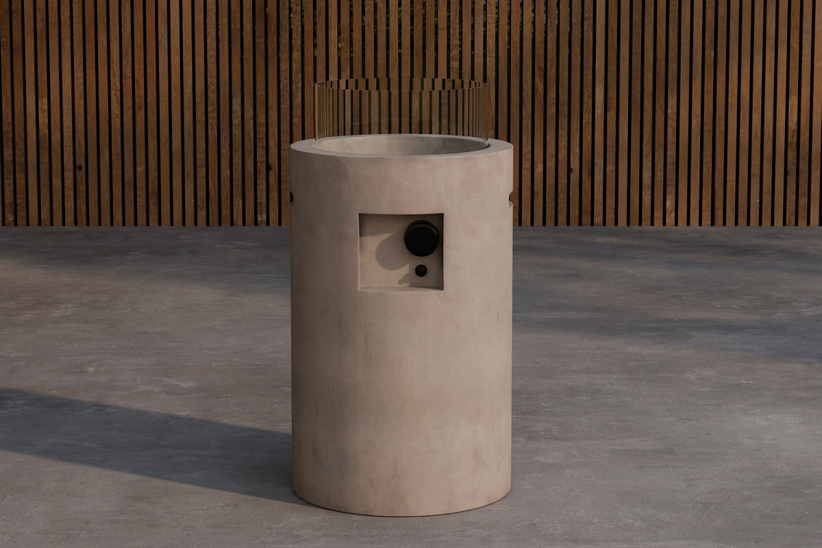 Vuurplaats Kiva - in cilindervorm en gemaakt van robuust vezelcement