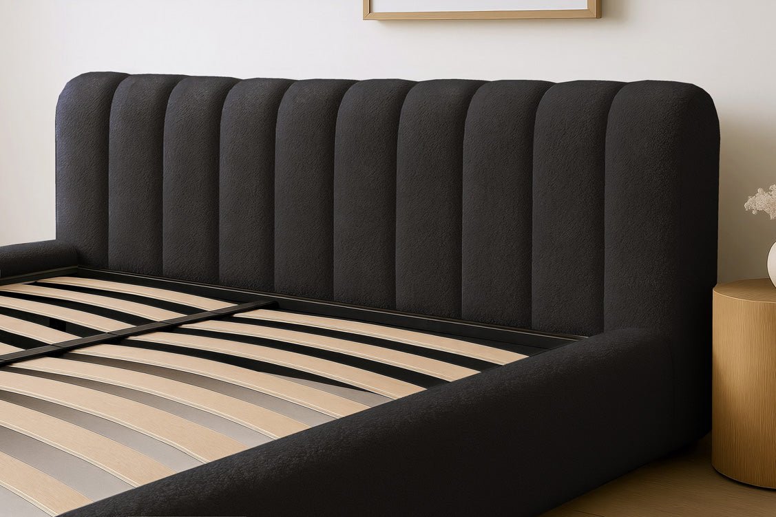 Designer gestoffeerd bed Selene Bouclé met opbergruimte