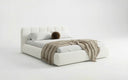 Design gestoffeerd bed Avelo in Bouclé met opbergruimte