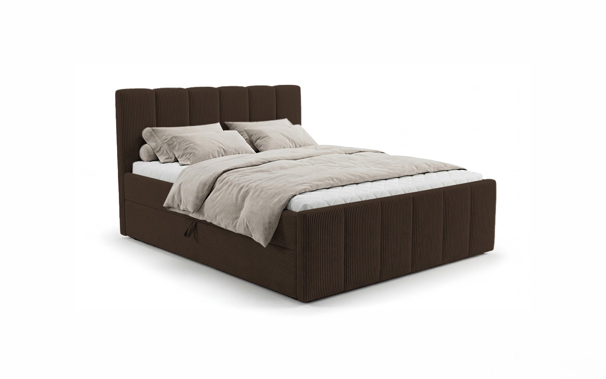 Boxspringbed Siena met opklapbare bergruimte in Ribstof