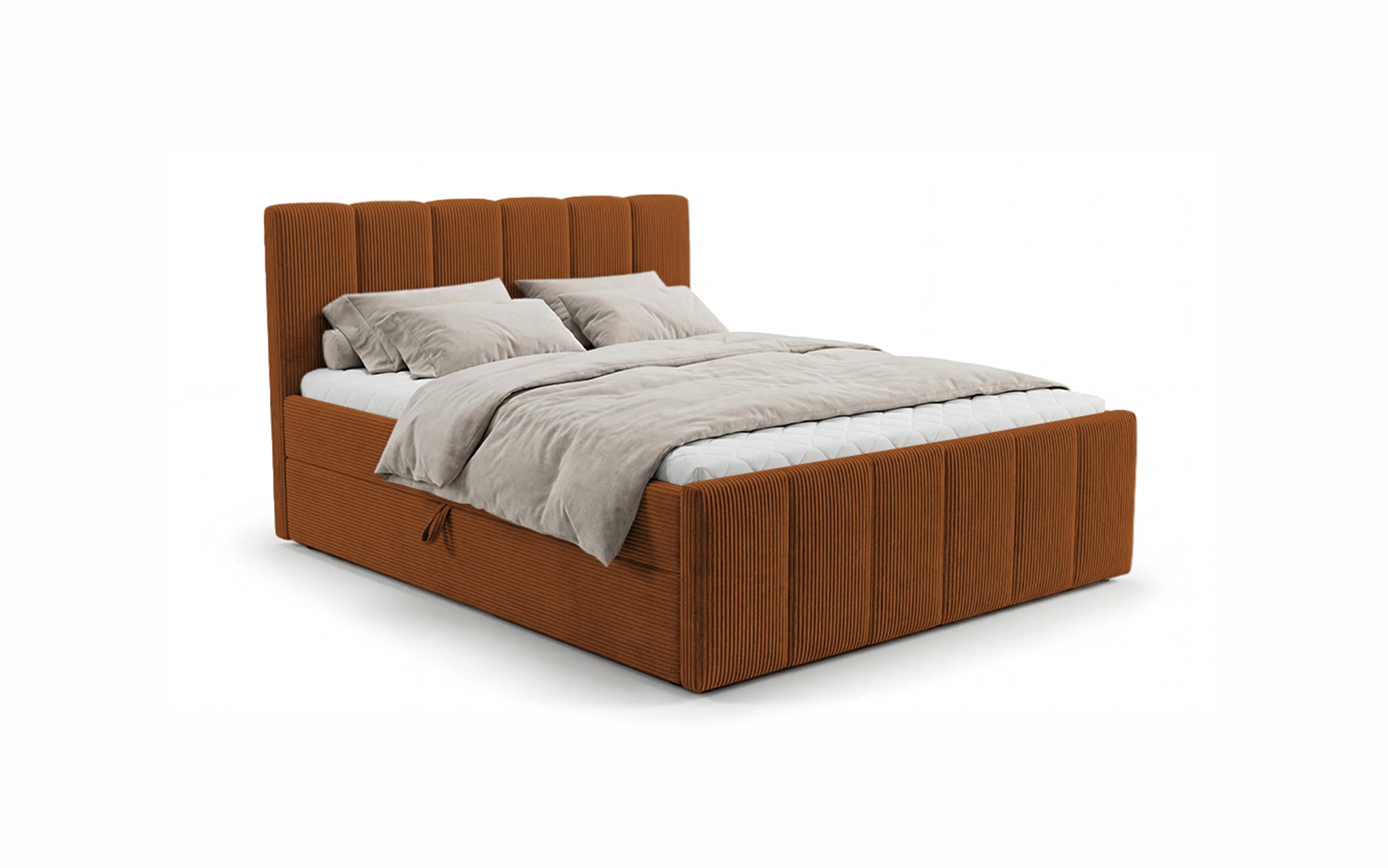 Boxspringbed Siena met opklapbare bergruimte in Ribstof