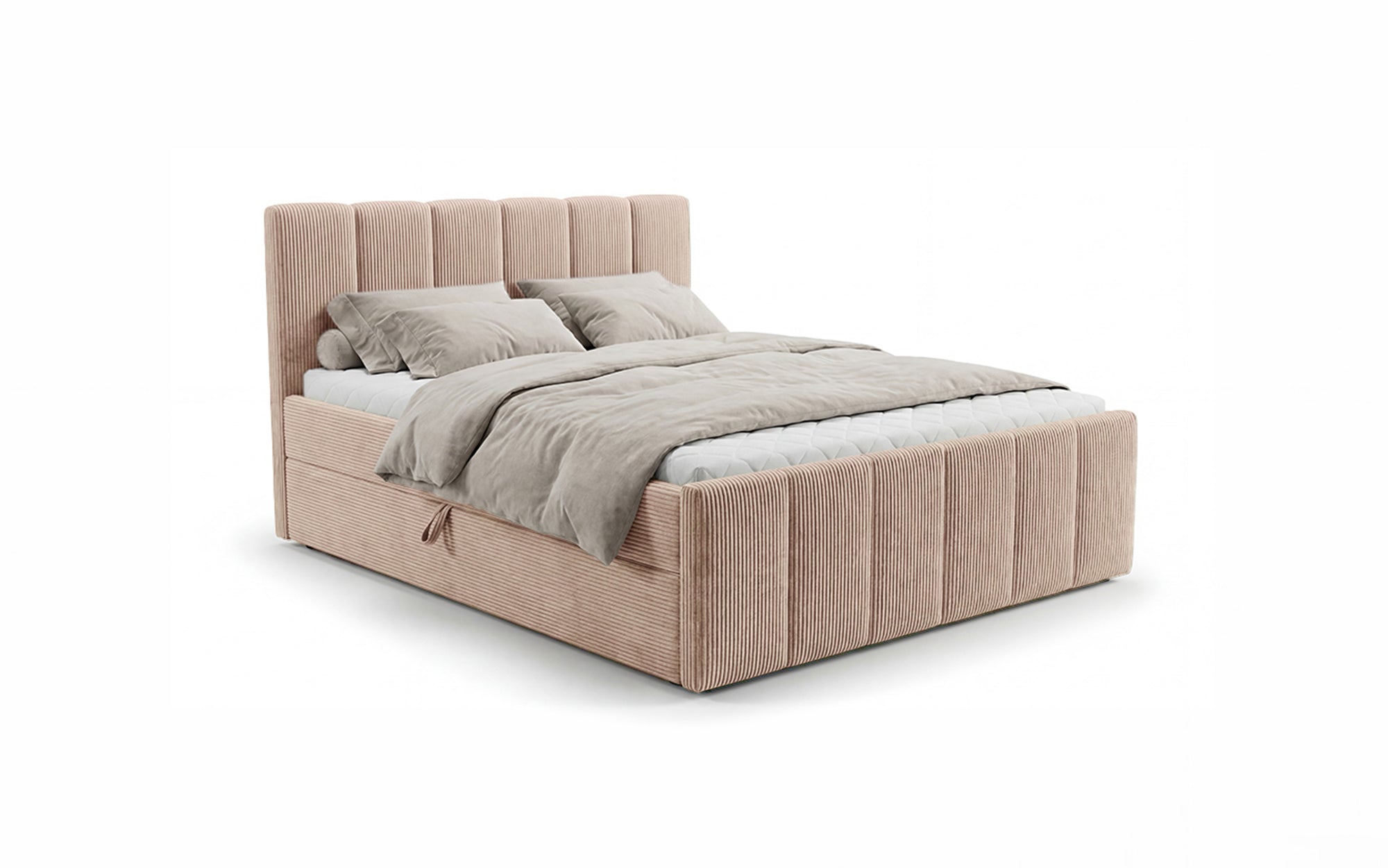 Boxspringbed Siena met opklapbare bergruimte in Ribstof
