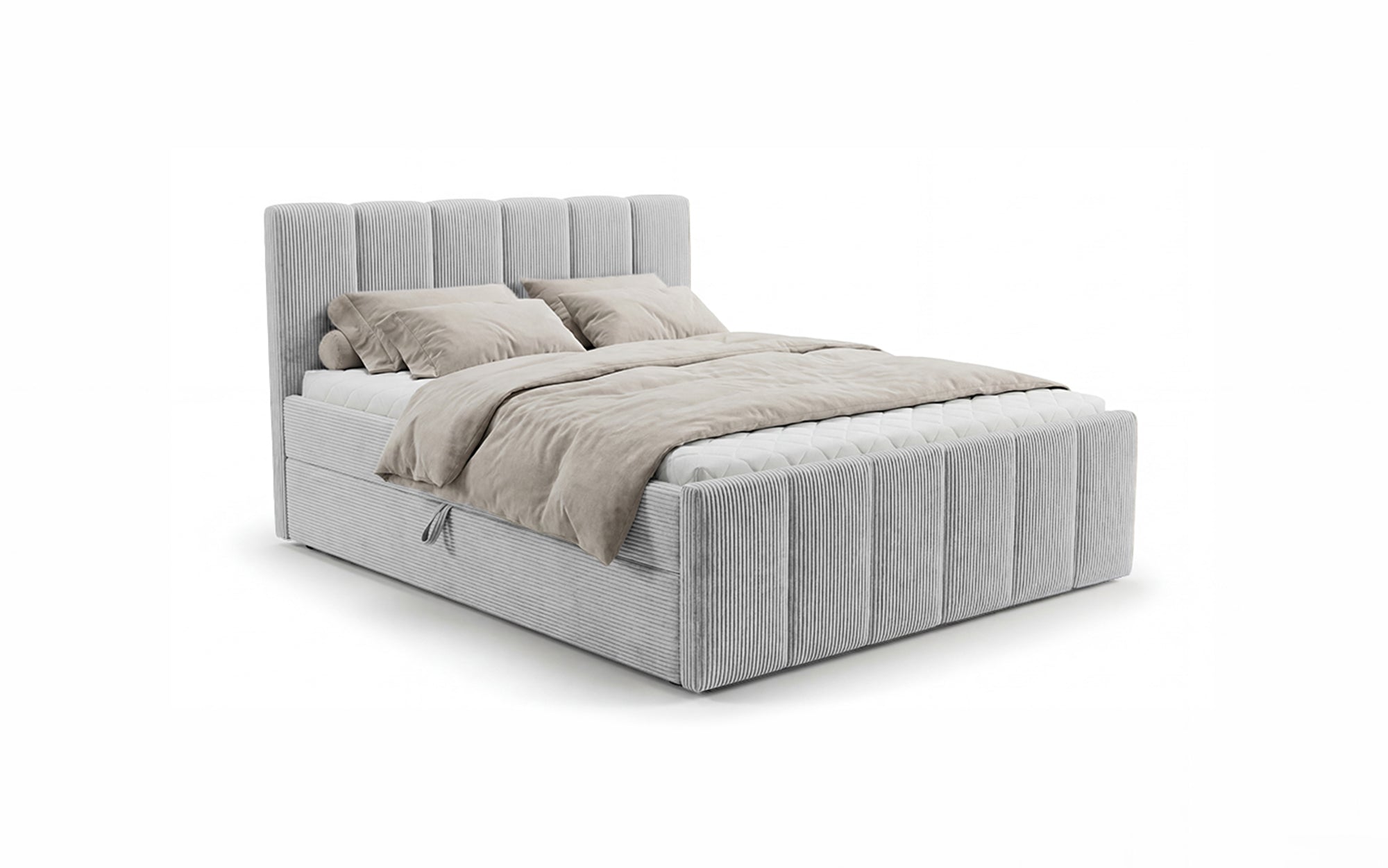 Boxspringbed Siena met opklapbare bergruimte in Ribstof