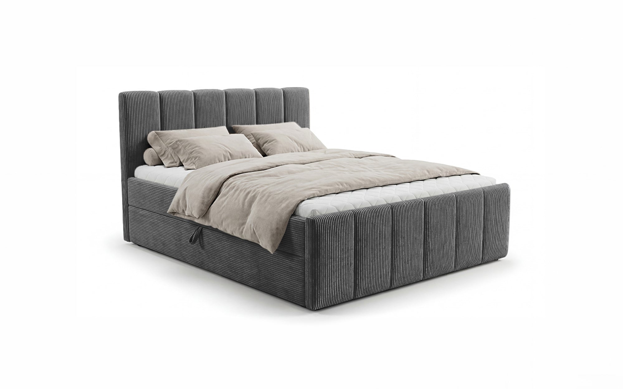Boxspringbed Siena met opklapbare bergruimte in Ribstof