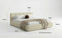 Design gestoffeerd bed Avelo in Bouclé met opbergruimte