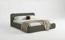 Design gestoffeerd bed Avelo in Bouclé met opbergruimte