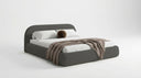 Design gestoffeerd bed Luma in Bouclé met opbergruimte