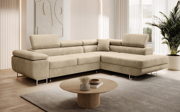 Designer-hoekbank Aston met slaap- en klapfunctie van Fluweel