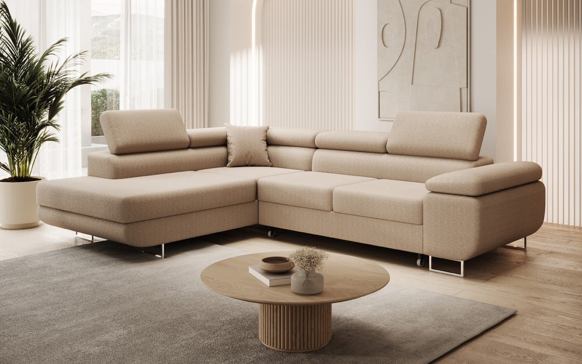 Designer Aston sofa with sleeping and folding function made of bouclé