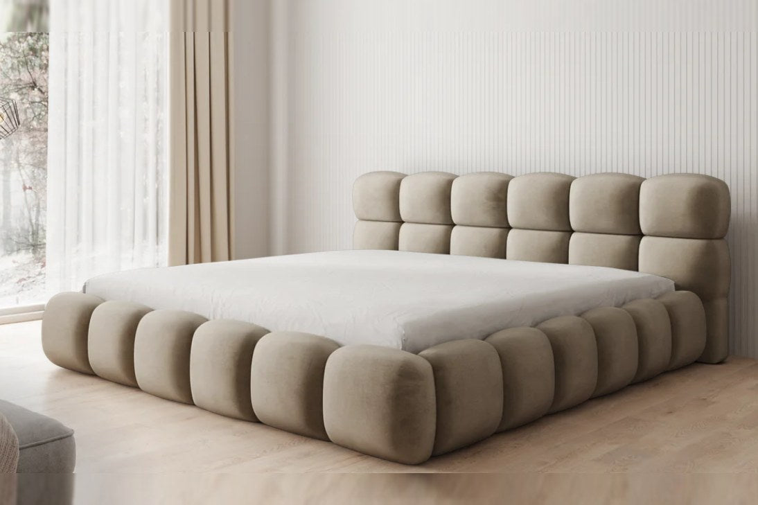 Outlet Polsterbett Boston 200x200 in Samt Beige