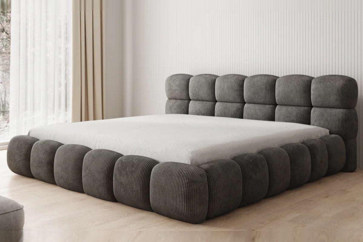 Outlet Polsterbett Boston 200x200 in Cord Grau
