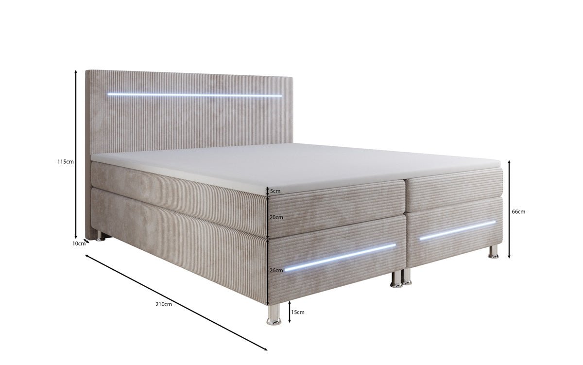 Boxspringbed Sejour met LED in Ribstof