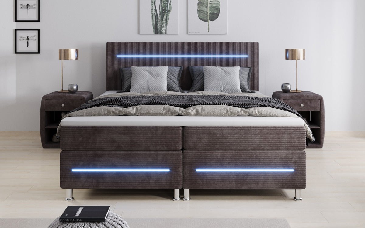 Boxspringbed Sejour met LED in Ribstof