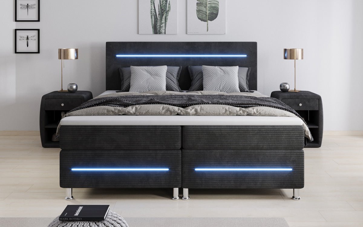 Boxspringbed Sejour met LED in Ribstof