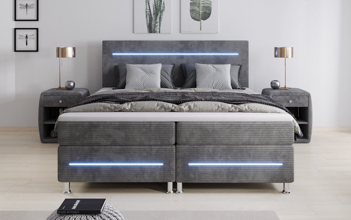 Boxspringbed Sejour met LED in Ribstof