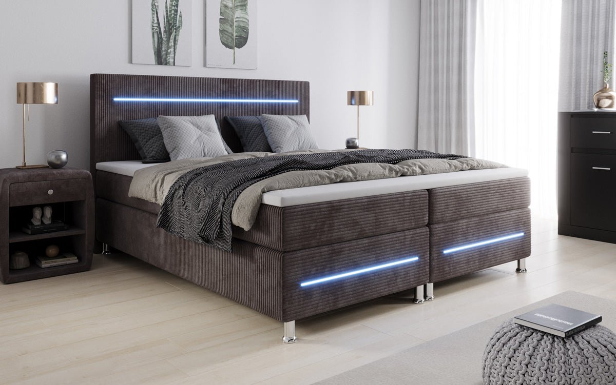 Boxspringbed Sejour met LED in Ribstof