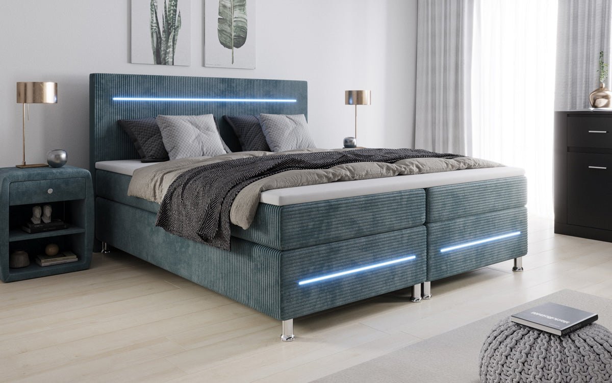 Boxspringbed Sejour met LED in Ribstof