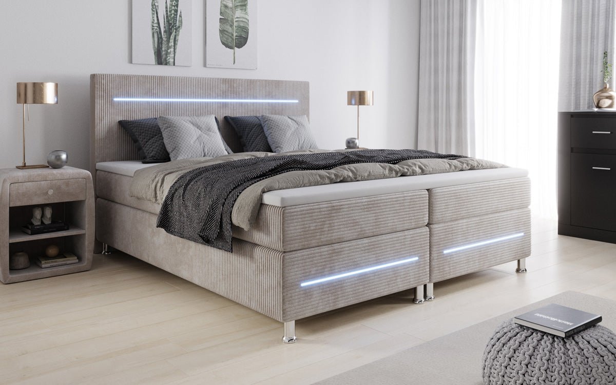 Boxspringbed Sejour met LED in Ribstof