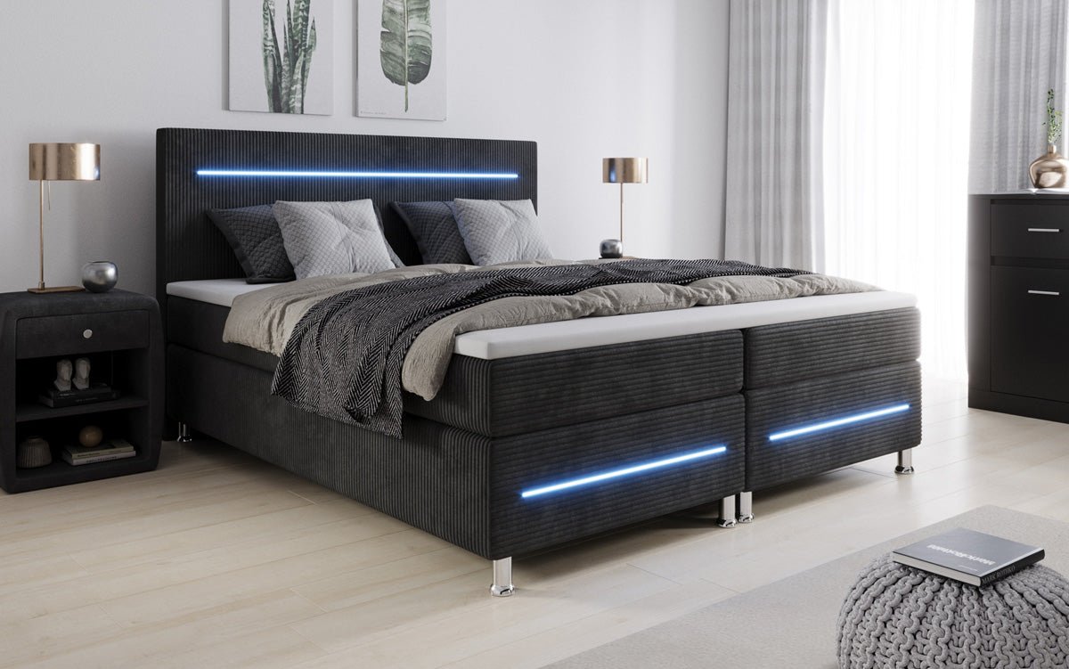 Boxspringbed Sejour met LED in Ribstof