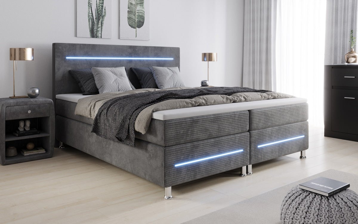 Boxspringbed Sejour met LED in Ribstof