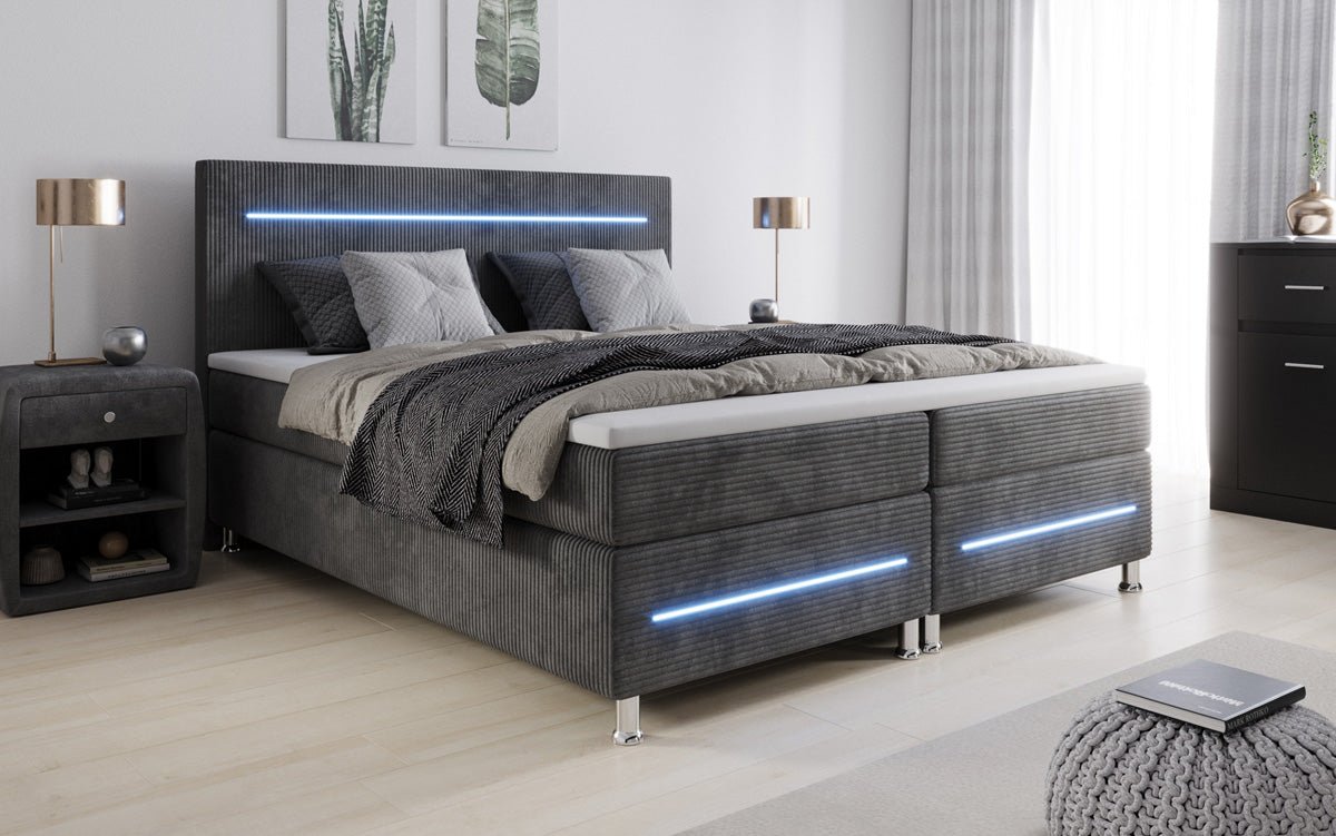 Boxspringbed Sejour met LED in Ribstof