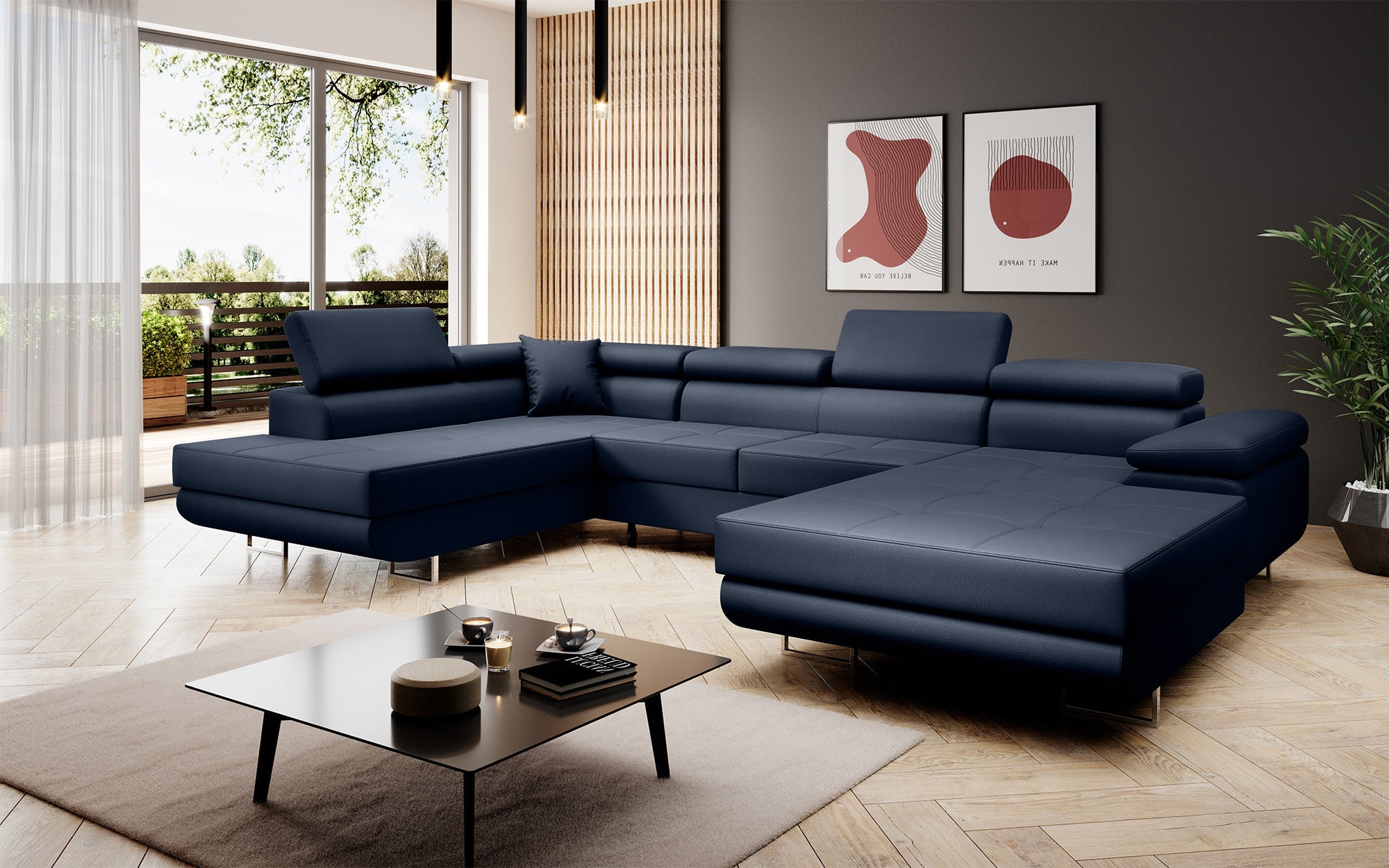 Designbank Lago met slaap- en klapfunctie in kunstleer
