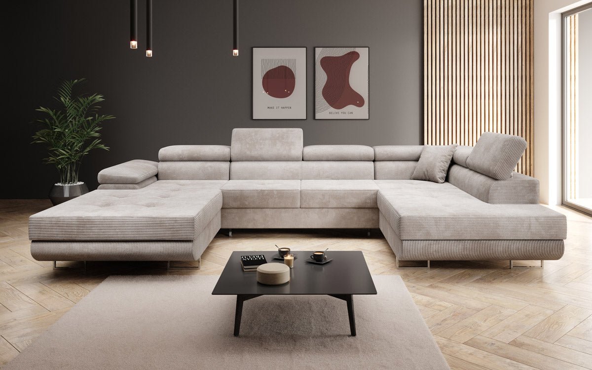 Designer Sofa Lago met slaap- en klapfunctie in corduroy