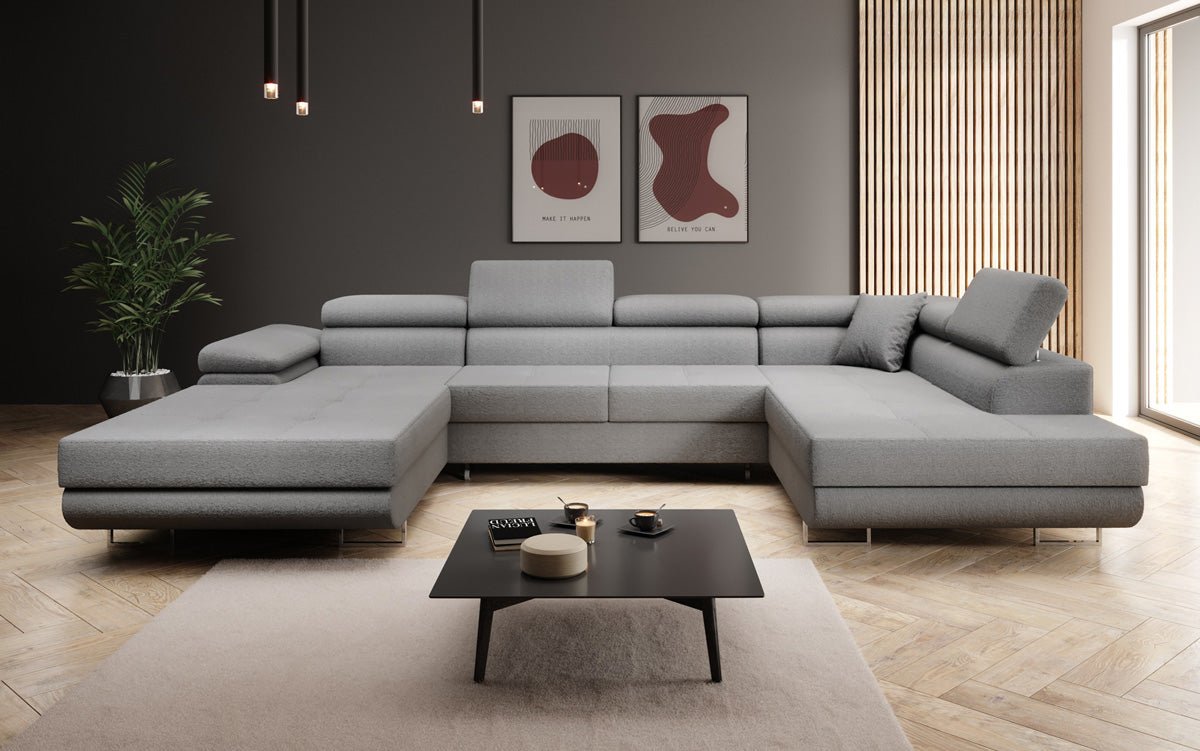 Designerbank Lago met slaap- en klapfunctie in bouclé