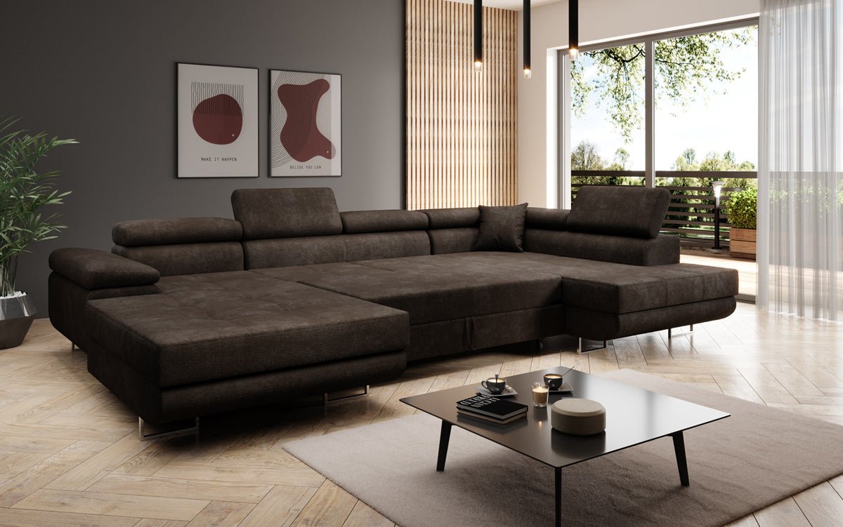 Designerbank Lago met slaap- en klapfunctie in bouclé